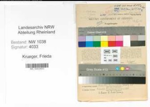 Entnazifizierung Frieda Krueger , geb. 24.09.1898 (Lehrerin)