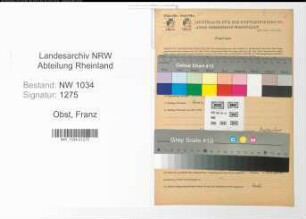 Entnazifizierung Franz Obst , geb. 17.04.1882 (Vizefeldwebel)