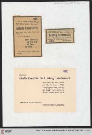 Hedwig Kantorowicz (Anzeigen)