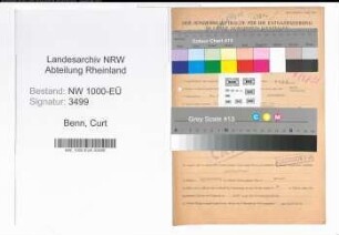 Entnazifizierung Curt Benn, geb. 30.01.1897 (Verwaltungsrat)