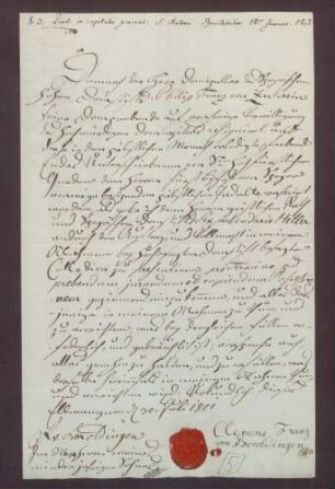 Prokuratorum Clemens Franz von Beroldingens für den Vikar Heller.