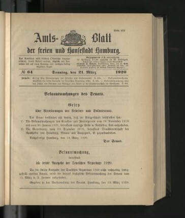 No. 64, 21. März 1920