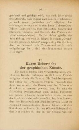 II. Kurze Uebersicht der graphischen Künste