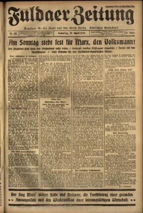 Ausgabe vom Samstag, den 25. April 1925.