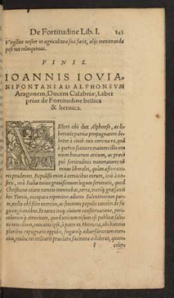 Ioannis Ioviani Pontani ... Liber prior de Fortitudine bellica & heroica.