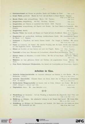 Arbeiten in Glas (Nr. 34-47)
