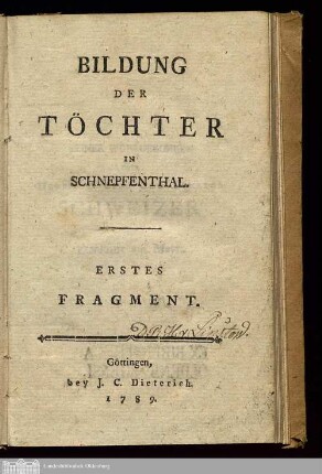 Fragment 1: Bildung der Töchter in Schnepfenthal
