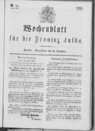 Nr. 51, Ausgabe vom 22. Dezember 1860