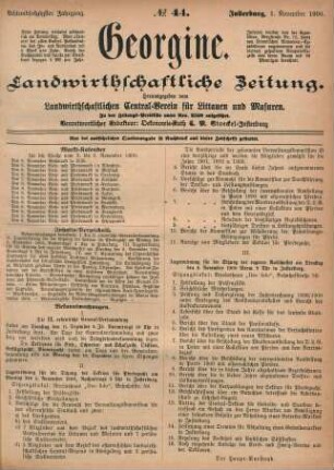 Achtundsechzigster Jahrgang. No. 44. Insterburg, 1. November 1900.