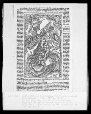 Maria auf der Rasenbank von Engeln gekrönt