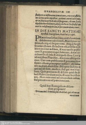 In die S. Matthaei Apostoli, Matthaei 9