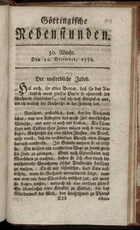 50. Woche. Den 12. December 1778