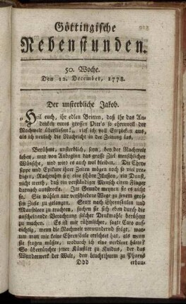 50. Woche. Den 12. December 1778