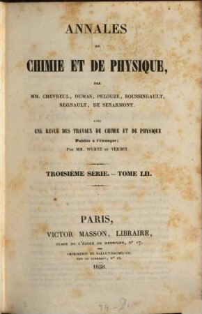 Annales de chimie et de physique. 52. 1858