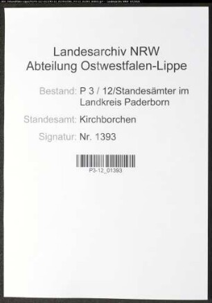 Sterberegister Standesamt Kirchborchen