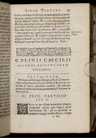 C. Plinii Caecilii Secundi Epistolarum Liber tertius
