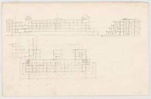 Thiersch, Friedrich von; Garmisch-Partenkirchen, Rosswankstr.; Zahnradbahn - Projekt auf die Zugspitze - Grundriss, Schnitte