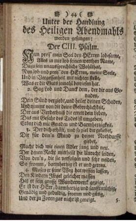 Unter der Handlung des Heiligen Abendmahls werden gesungen