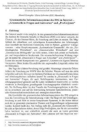 Grammatische Informationssysteme des IDS im Internet – “Grammatik in Fragen und Antworten” und “ProGr@mm”