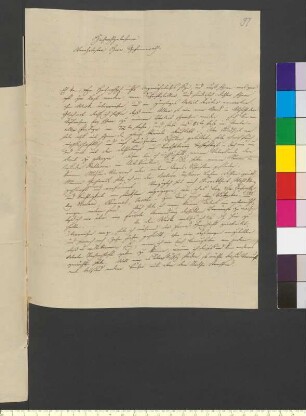 Brief von Weihe, Carl an Goethe, Johann Wolfgang von