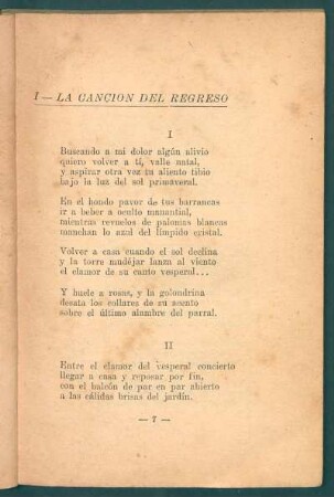 I - La canción del regreso