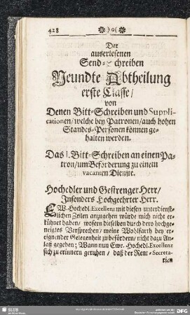 Der auserlesenen Send-Schreiben Neundte Abtheilung