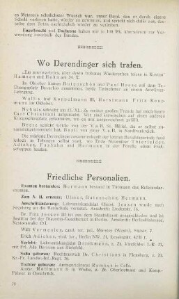28 Wo Derendinger sich trafen. Friedliche Personalien.