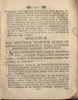 Articulus III. Dux Rectorum Tramitum, Quibus Ad Officia Ecclesiastica Iisque Annexas ;Dignitates Legitime Pervenitur.