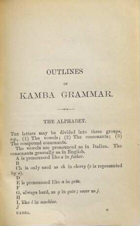 Grammar of the Kamba language, Eastern Equatorial Africa