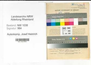 Entnazifizierung Josef Heinrich Aulenkamp , geb. 05.04.1896 (Maler)