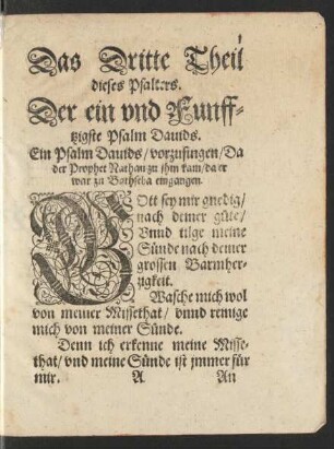 Das Dritte Theil dieses Psalters.