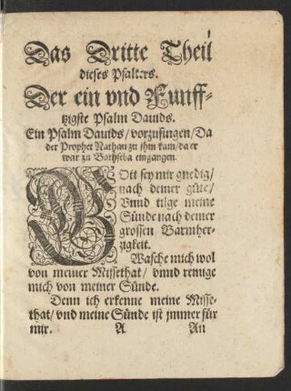 Das Dritte Theil dieses Psalters.