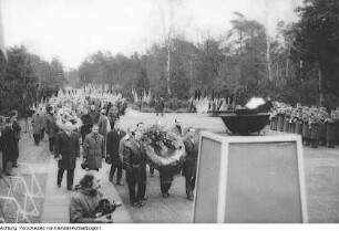 Kranzniederlegung am Gedenkstein für die Opfer des anglo-amerikanischen Luftangriffes auf Dresden am 13.-14. Februar 1945