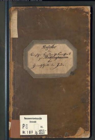 Zivilstandsregister der Juden der Kreisgerichtskommission I Recklinghausen mit Recklinghausen (H 1852-1861) (Gemeinde: Recklinghausen, Stadt)