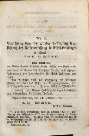 Deutsche Reichsgesetze : Sammlung der für das Königreich Bayern giltigen Gesetze des Deutschen Reiches nebst den hiezu ergangenen Vollzugs-Bestimmungen unter Benützung der Reichstagsverhandlungen und anderer Erläuterungsbehelfe. 3 (1874)