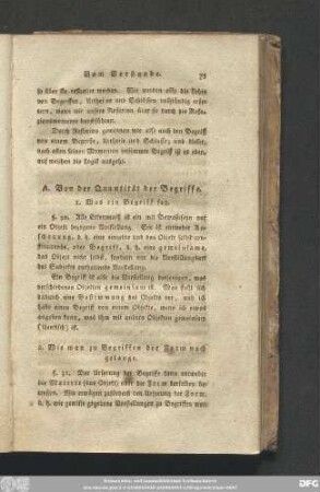 A. Von der Quantität der Begriffe.