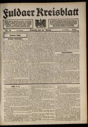 Zweite Ausgabe vom Samstag, den 18. Januar 1913.