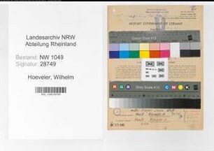 Entnazifizierung Wilhelm Hoeveler , geb. 17.05.1893 (Lokfuehrer)
