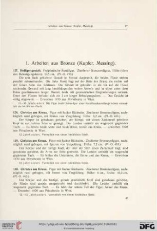 1. Arbeiten aus Bronze (Kupfer, Messing) (Nr. 127 - 179)