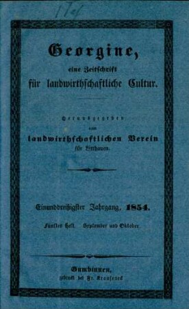 Einunddreißigster Jahrgang, 1854. Fünftes Heft. September und Oktober.