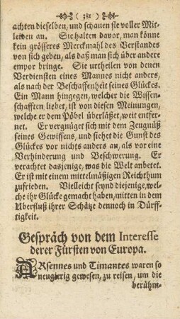 Gespräch von dem Interesse derer Fürsten von Europa.
