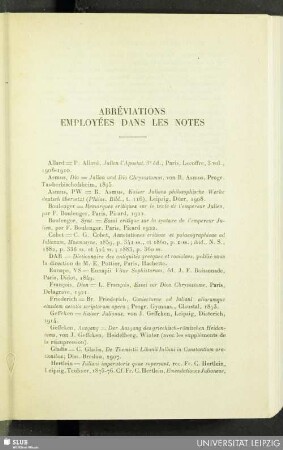 Abréviations employées dans les notes