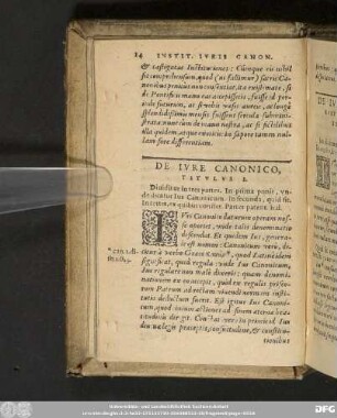 Institutionum Iuris Canonici Liber Primus Incipit.
