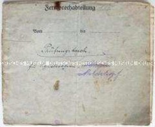 Aufzeichnungsheft mit Probesprüchen und Dienstplänen der Fernsprechabteilung 185 - Sachkonvolut