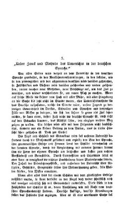 "Ueber Zweck und Methode des Unterrichts in der deutschen Sprache." : Berichte