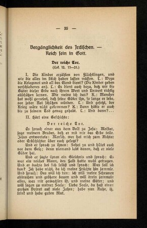 35-46, Vergänglichkeit des Irdischen - Reich sein in Gott.