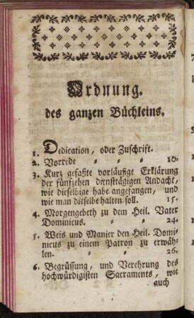 Ordnung des ganzen Büchleins.
