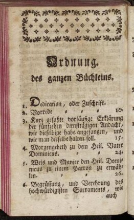 Ordnung des ganzen Büchleins.