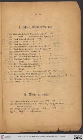 K. Möbel u. dergl. (Nr. 533 - 558)