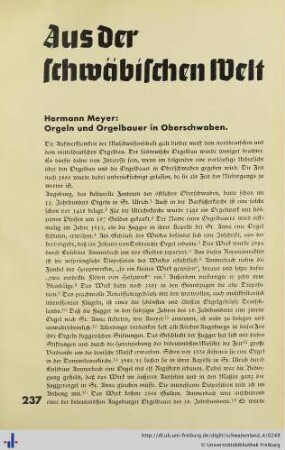 Orgeln und Orgelbauer in Oberschwaben.